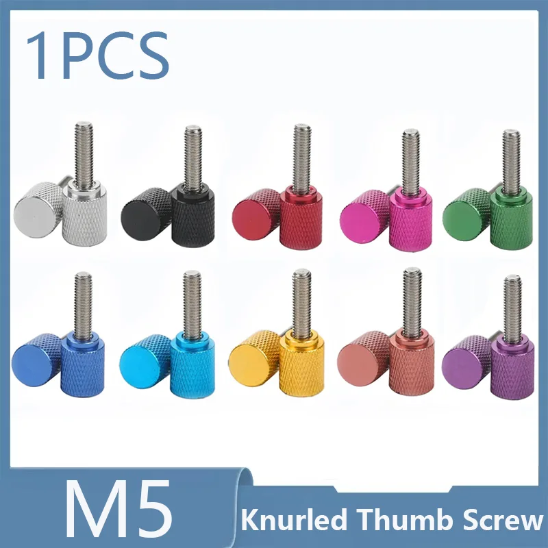 1 Stück M5 Farbige Aluminium-Rändelschraube Handdrehbare Schraube Handgriff-Knopfschrauben Länge 6mm-100mm