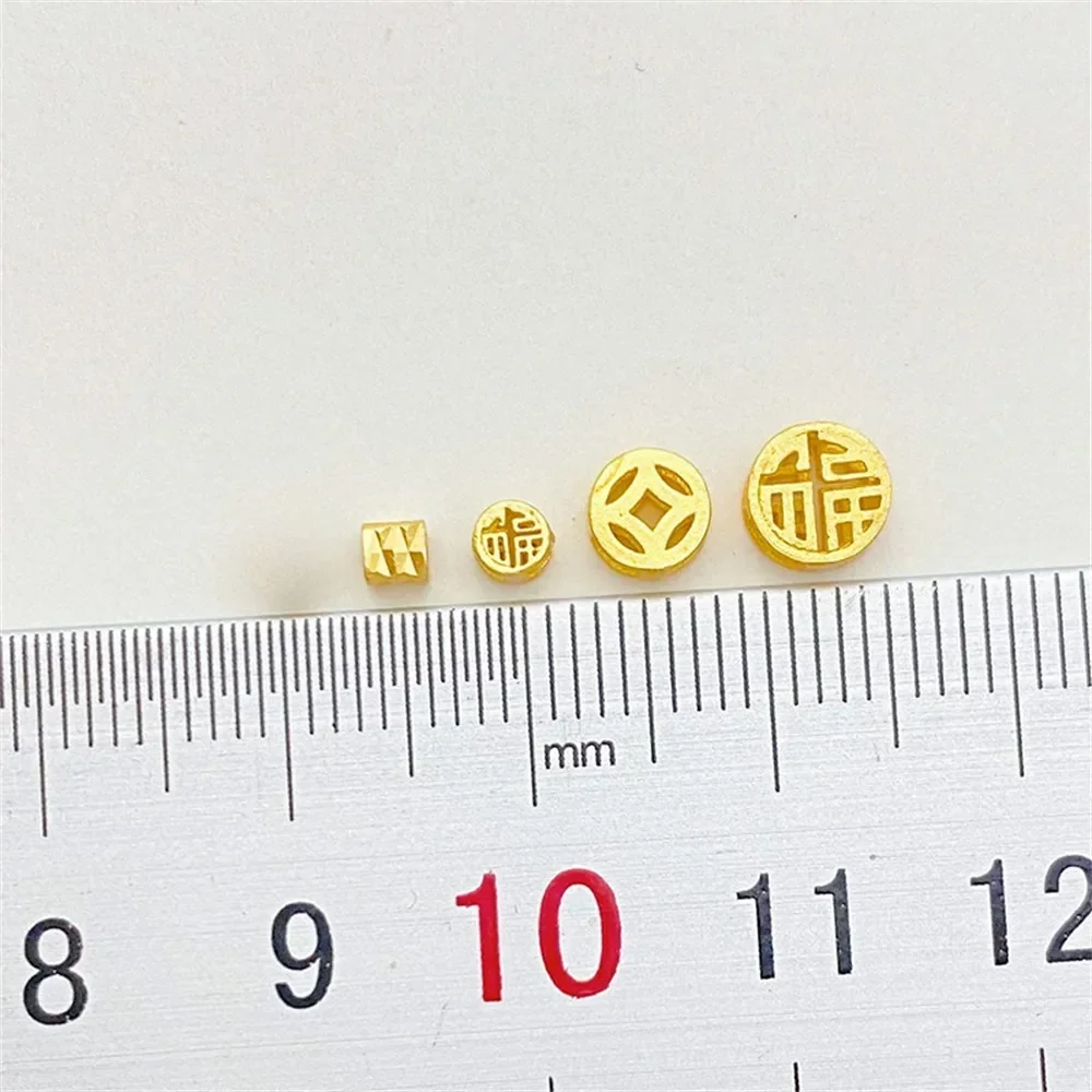 S925 القديمة الفضة مطلي محظوظ النحاس عملة حبة التقسيم اليدوية DIY سلسلة سوار قلادة مجوهرات المواد الملحقات #1