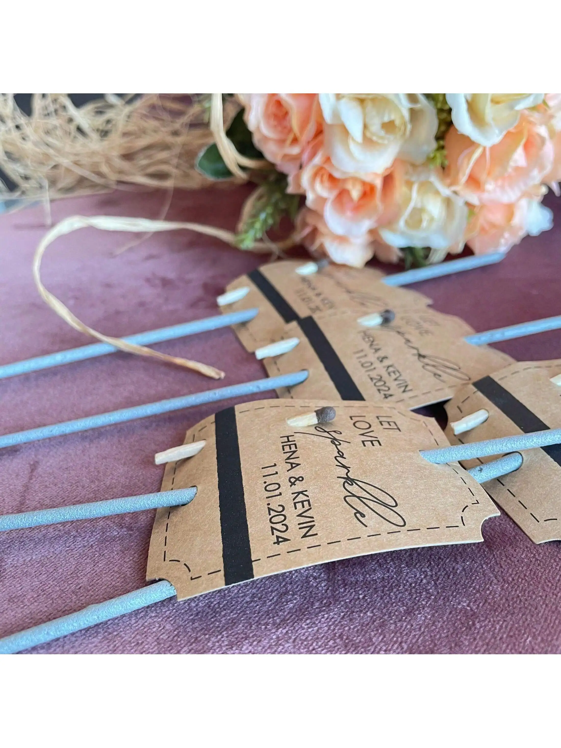 100 قطعة علامة سباركلر مخصصة مقاس 5 × 7 سم لحفلات الزفاف والحفلات والخطوبة والذكرى السنوية - شحن سريع - المباريات غير متضمنة