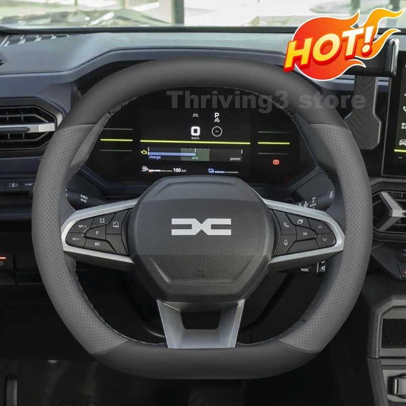 

Leather Car Steering Wheel Cover For Dacia Duster Hybrid 2024-2026 Covers For Covers Car interior Dacia bigster 2025 Accessories