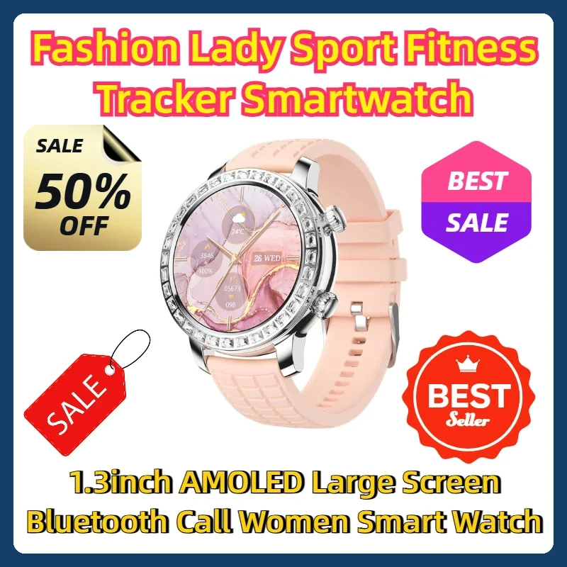 1.3inch AMOLED Large Screen Bluetooth Call Women Smart Watch Fashion Lady Sport Fitness Tracker Smartwatch