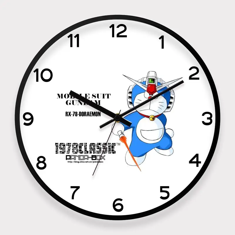 ساعة حائط إبداعية جديدة من Doraemon رسوم متحركة كرتونية لغرفة الأطفال وغرفة النوم وغرفة المعيشة وحديثة وبسيطة وصامتة بدون ثقب