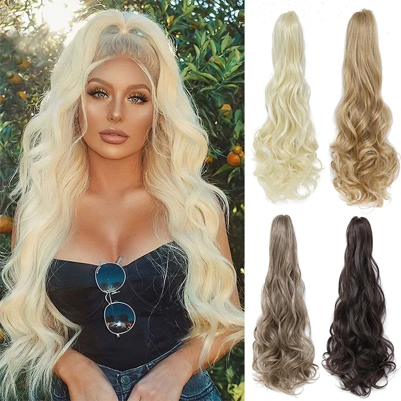 

Synthetic Hair Claw Ponytail for Women Long Curly Wave Hairpiece Ponytail Hair Extensions Blonde Clip on False Hair Horse Tail