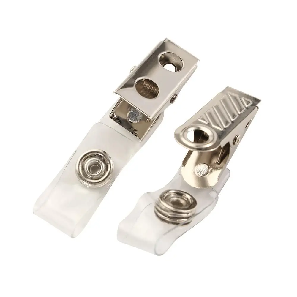 Reusable for ID Badge Card Holder Stainless Steel Binder Lanyard Clips Key Name Tag Lanyard Clips Stationary Reel