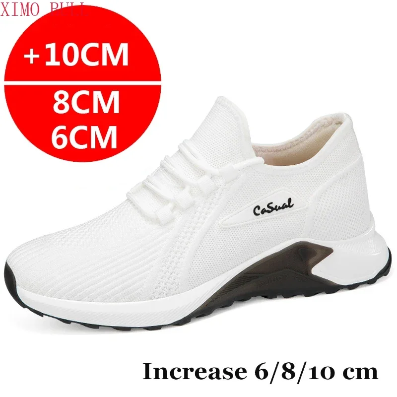 Sneakers Men Elevator Shoes Hidden Heels Breathable Heightening Shoes For Man Increase Insole 10 CM 8 6CM Optional Height Shoes