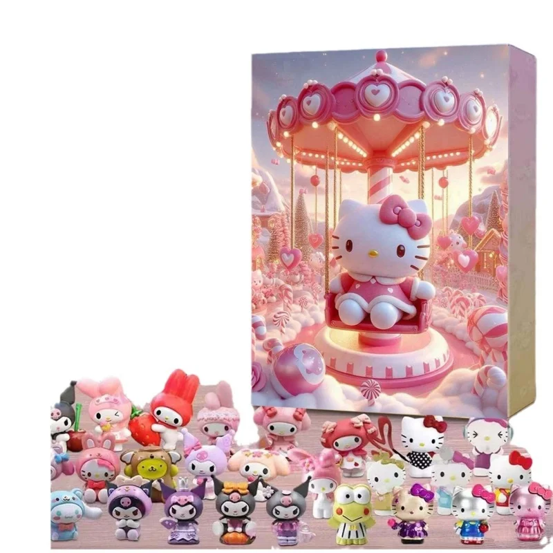 Blind Box Hot Hello Kitty Countdown-Kalender Box 24 Stück Holloway Weihnachten Kawaii Sanrio Hello Kitty Weihnachten Blind Box als Geschenk
