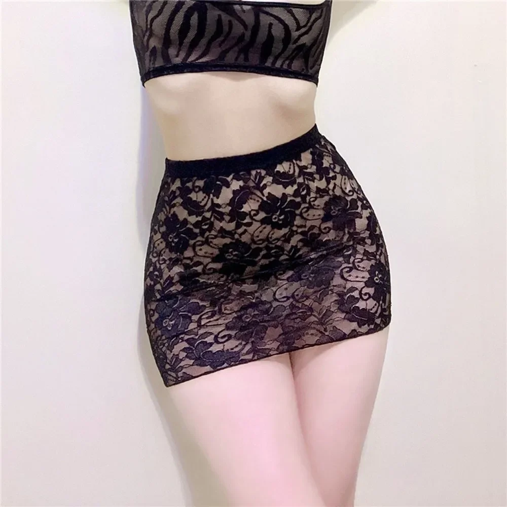 Women Skirts Sexy Sheer Underdress Tight Female Lingerie Clubwear Lace Transparent Short Wrap Hip Skirt Exotic Accessories