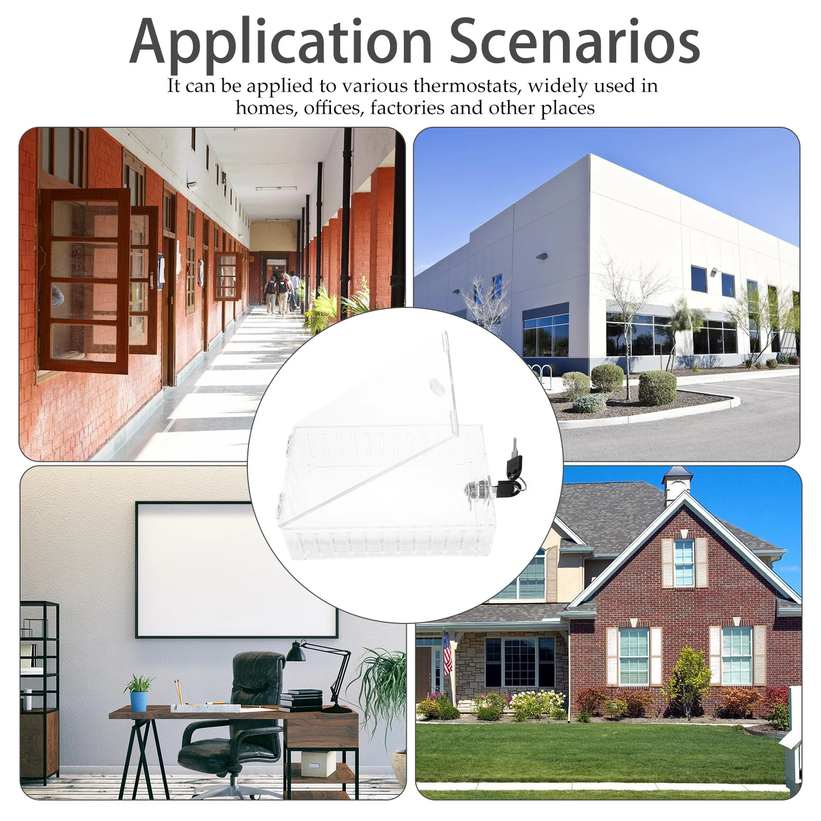 1 set Thermostat Lock Box Clear Plastic Guard Wall Cover Key Lockable Case Outdoor Use Fit Anti Tampering Most Wall