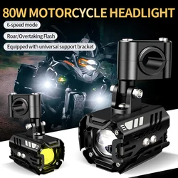 1Set 80W high qualityMotorcycle Spotlights Fourth Generation Wired Switch Bicolor Spotlight Assist Fog Lamp Waterproof Spotlight