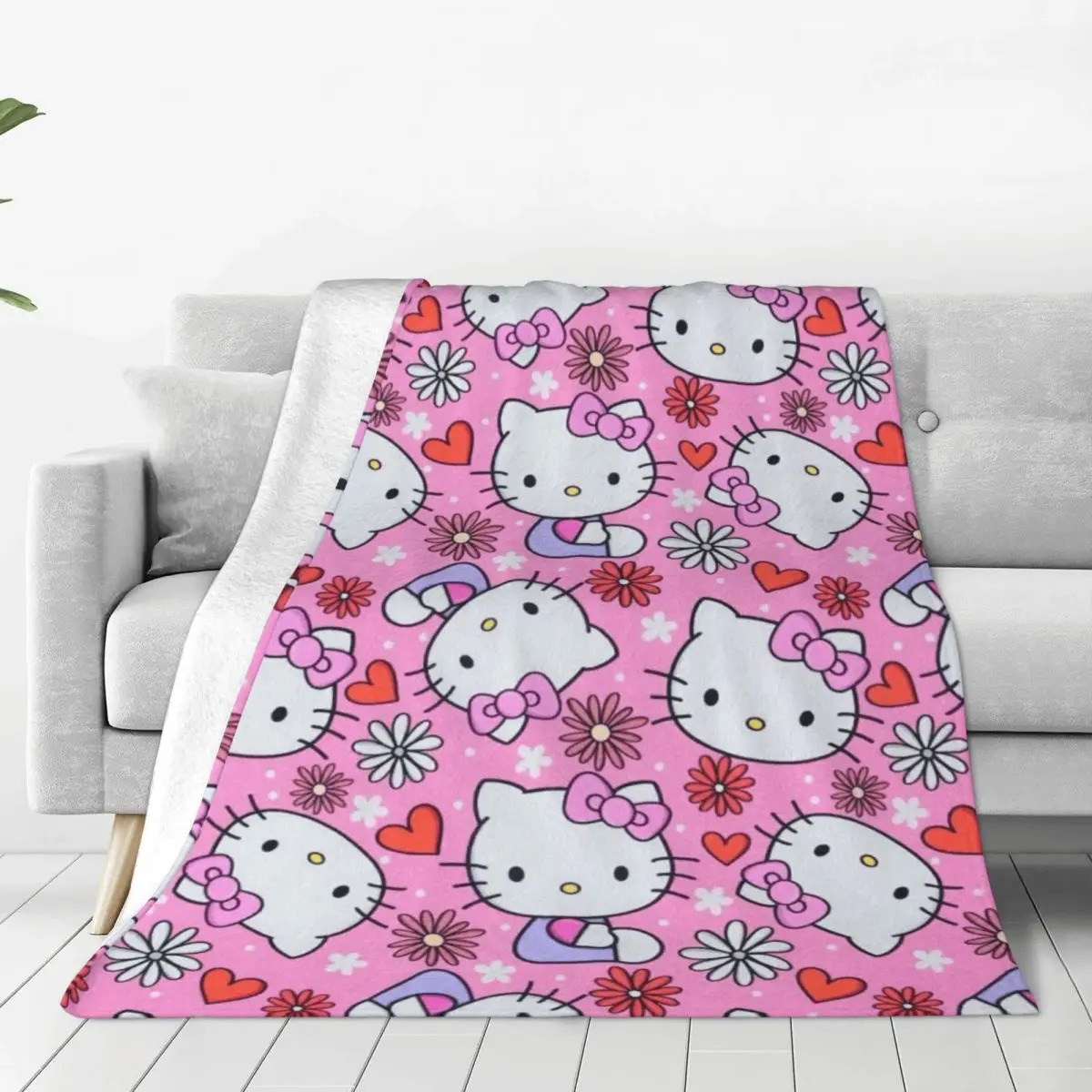 

Одеяло с героями мультфильмов «Hello Kitty», теплое флисовое мягкое фланелевое одеяло для постельного белья, дивана, офиса, весна-осень