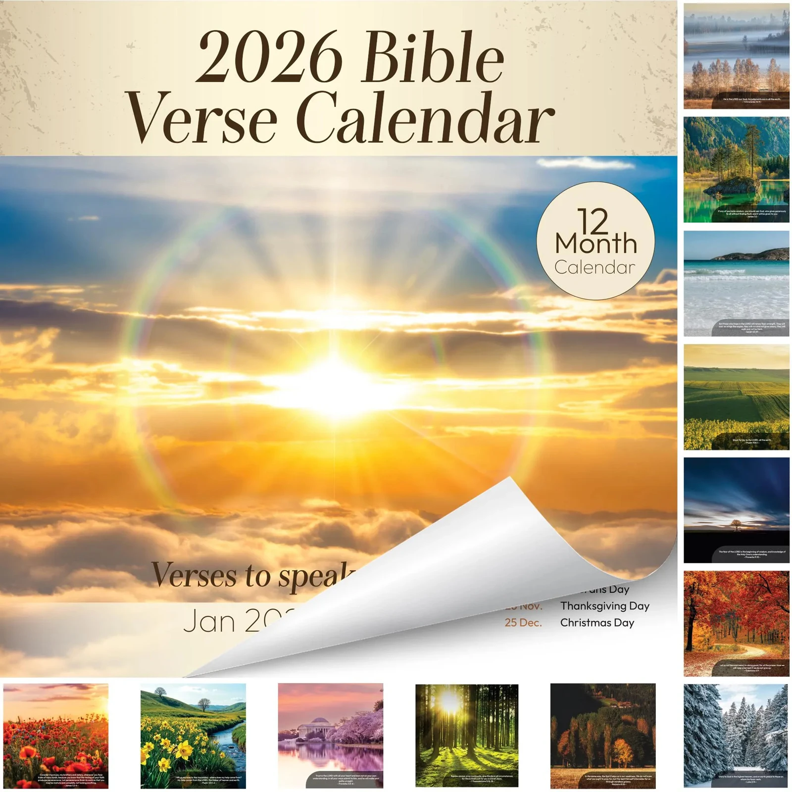 

Wall Calendars Bible Verse Art Prints Watercolor Designs - Christian Inspirational 2026 Monthly Planner Home Office Decor Gift