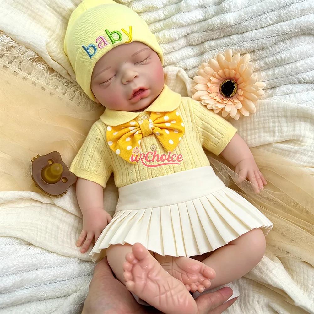 18Inch Real Touch Full Body Silicone Reborn Doll Real Skin Details Hand Painted Reborn Doll Can Makeup Artist Practice Doll DIY
