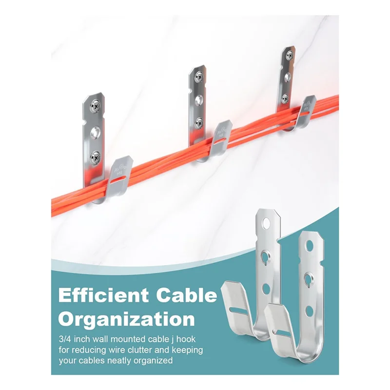 

A84E-Wall Mount Galvanized J-Hooks, 50 Pcs Cable Support 3/4 Inch Cable Hooks For Hanging