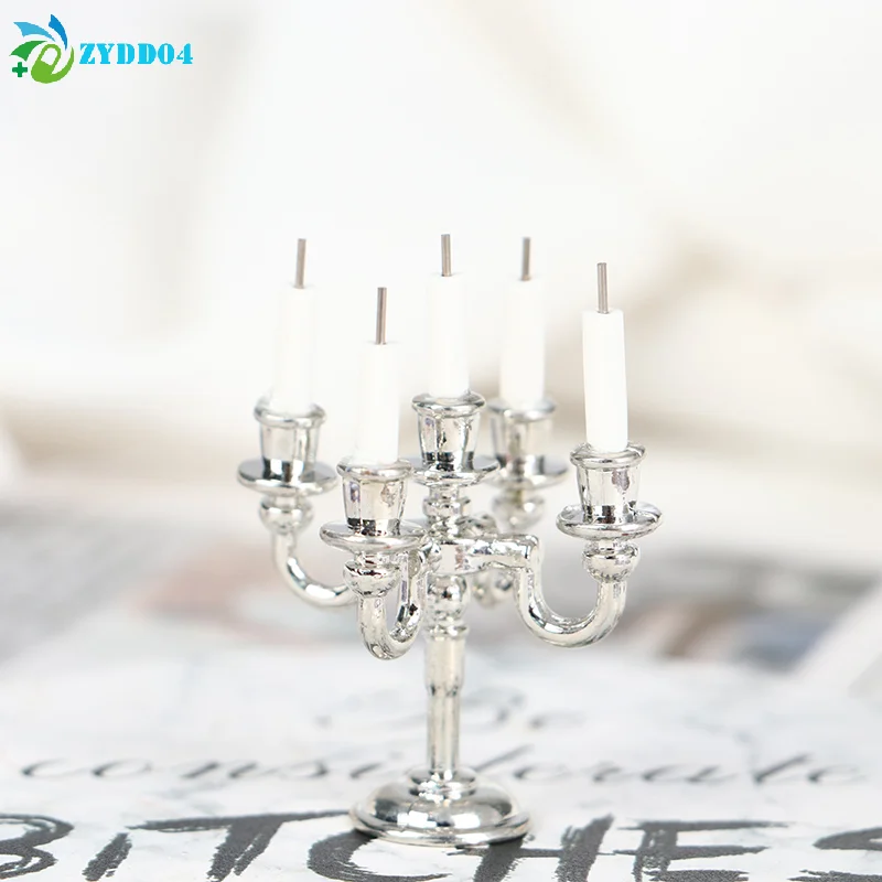 ● Świecznik do domku dla lalek 1:12, miniaturowy świecznik, akcesoria dla lalek, model sceny z zabawkami, rekwizyty fotograficzne, zabawka dla dzieci, prezent.