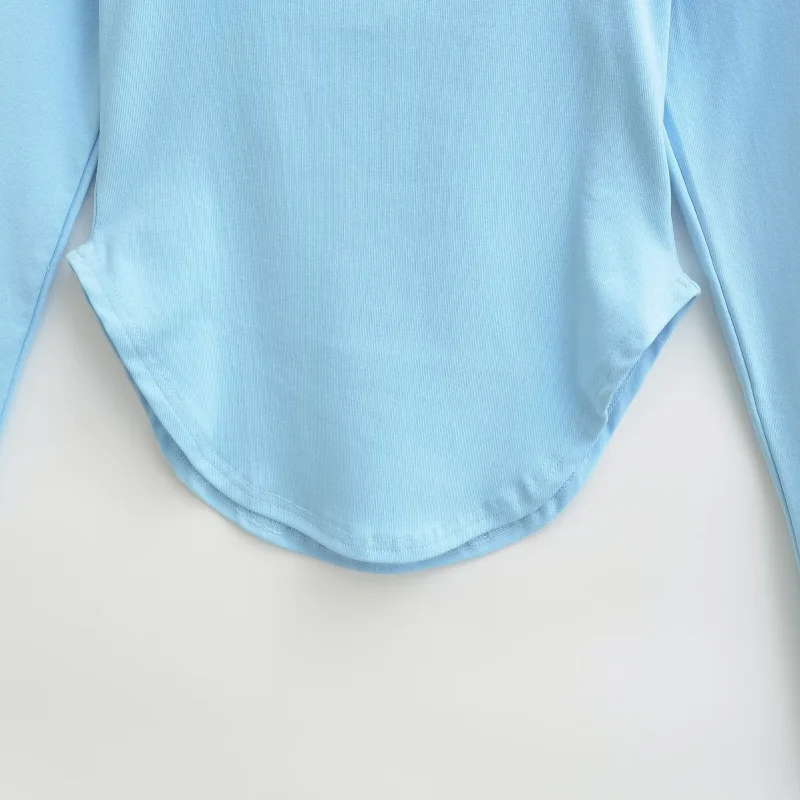 Slim Fit Long Sve Onesie Square Collar Elastic Hemline Top Pure Desire Inner Wear Outer Wear Base irt Women's T-irt