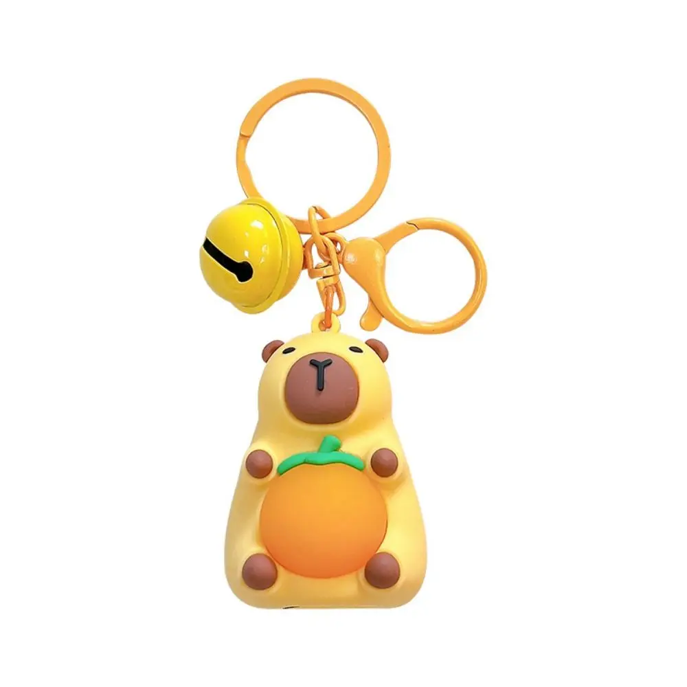 Cartoon Capybara Doll Key Chain with Lights Illuminated Anime Capybara Keychain PVC High Quality Little Night Light Pendant