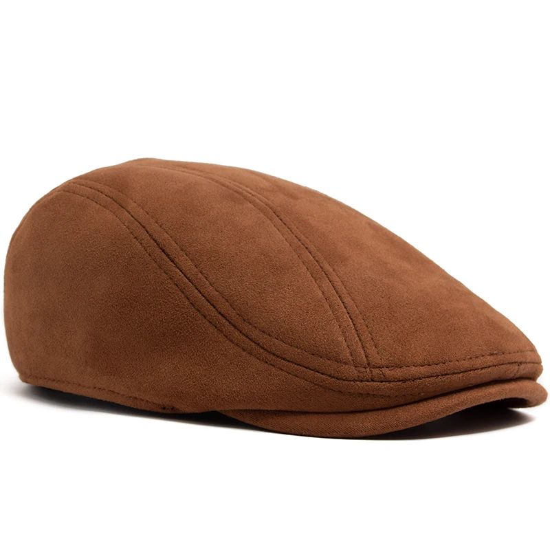 New Suede Autumn Winter Beret Fashion Vintage Men Women Newsboy Hat Casual Flat Visor Cap Berets For 54-58cm Head Circum Ference