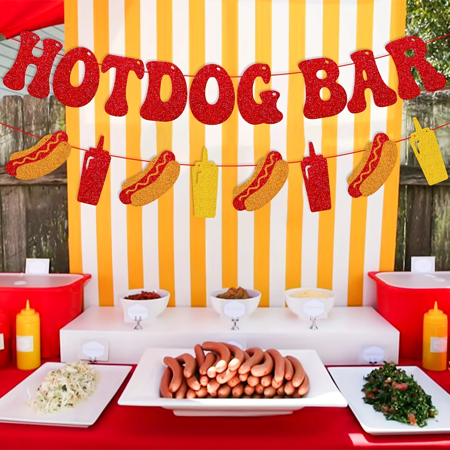 1Pcs Hot Dog Bar Banner Sausage Party Decoration Food Decoration Indoor and Outdoor Decoration Supplies