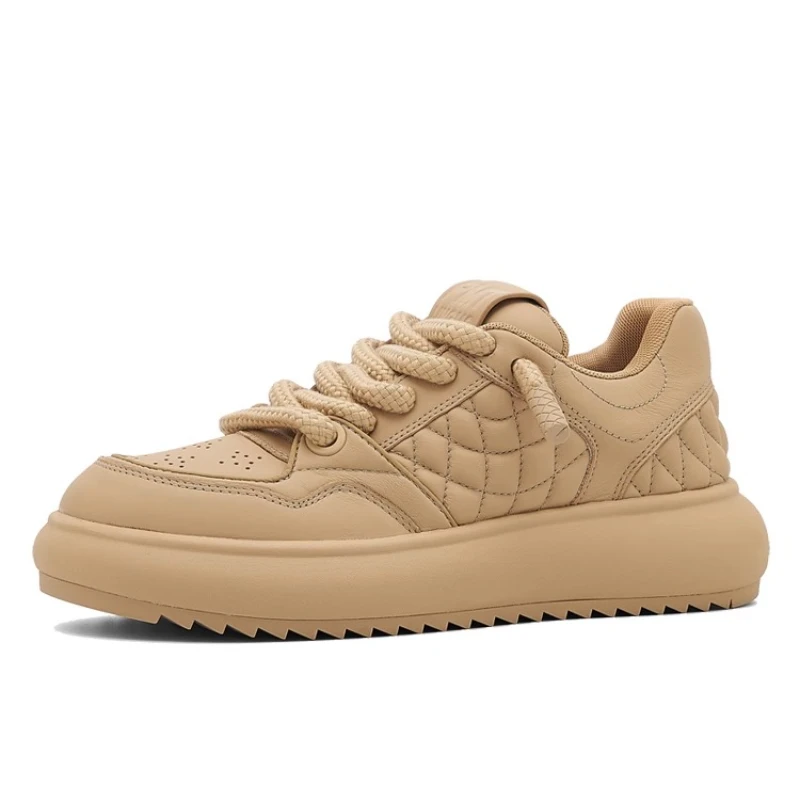 

Couple Style Sneakers Bread Shoes for Men's/Women's Genuine Leather Thick Soled Board Shoes Comfortable Breathable Casual Shoes