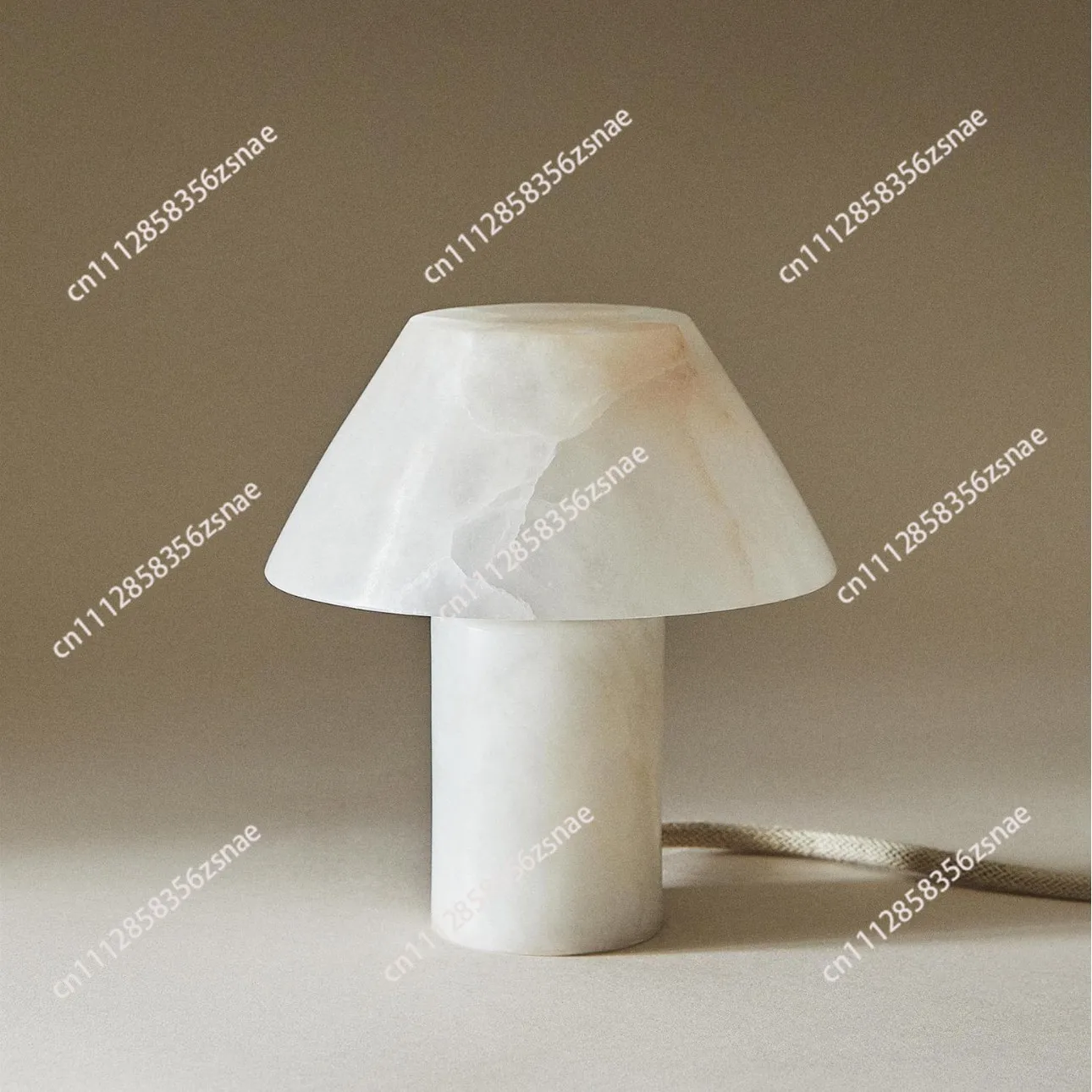 Natural Spanish Onyx Mushroom Table Lamp, Modern Designer Bedside Lamp, Warm Ambient Light for Bedroom, Study, Model Home Decor