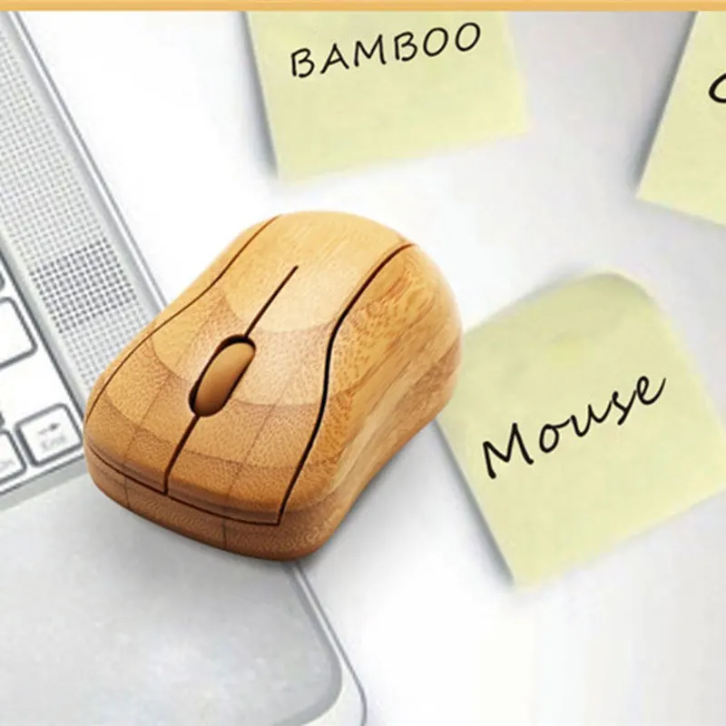 Creative Bamboo Wireless Mouse Office Home Wireless Mouse Laptop Bamboo Craft Shell Mouse