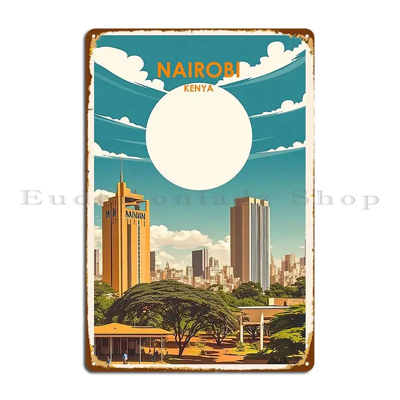 Nairobi Kenya Poster Nairobi Poster Nairobi Illustration Art Abstract Metal Sign Custom Bar Garage Vintage Tin Sign Poster