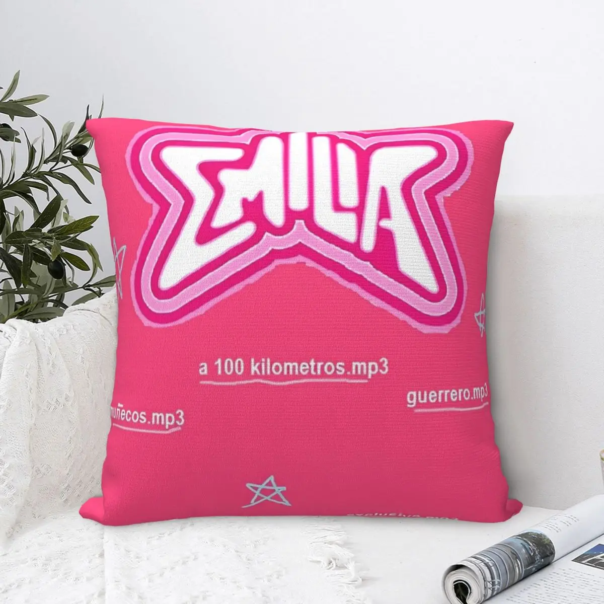 Pillow Case Emilia Mernes MP3 (13)-bayingimg Soft Pillow Cover Funny Cushion Cover Graphic Pillowcases For Sofa Home Decorative