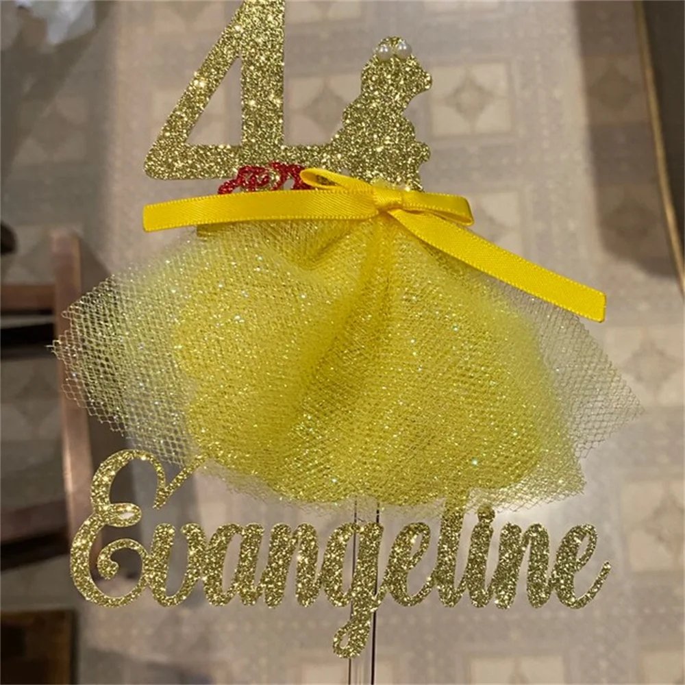 Princess Glitter Cake topper, beauty and beast cake topper, personalized cake topper, personalized cake topper