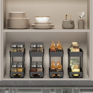 Worthbuy Double Kitchen Cabinet Layer Storage Store Pull-Out Multifunctional Plastic Organizer Home FurniTure 6 Main Sales Cabinet Kitchen - №5