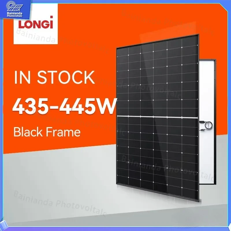 Panel Solar LONGI Hi-MOX6 Scientist de 450W 445W 440W 435W, Módulo Fotovoltaico Monocristalino Negro para Uso Doméstico en Techos