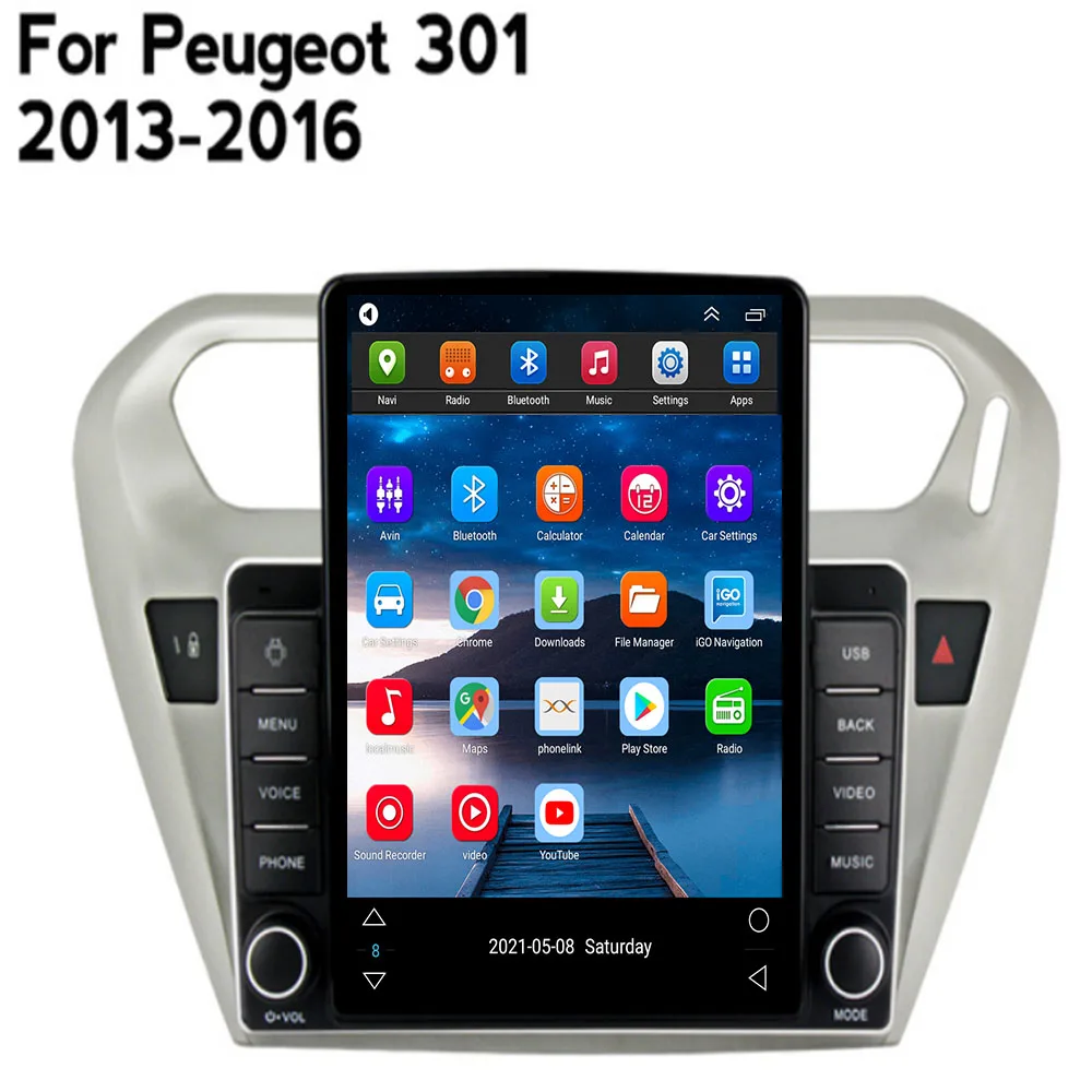 أندرويد 14 راديو السيارة لبيجو 301 سيتروين إليزيه 2013 2014 2015 2016 2017 2018 مشغل وسائط متعددة ستيريو Carplay 2din الصوت BT