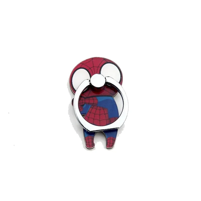 New Disney Stitch 360 Rotatable Finger Ring Mobile Phone Holder Stand Anime Mickey Spiderman Phone Back Sticker Pad Bracket