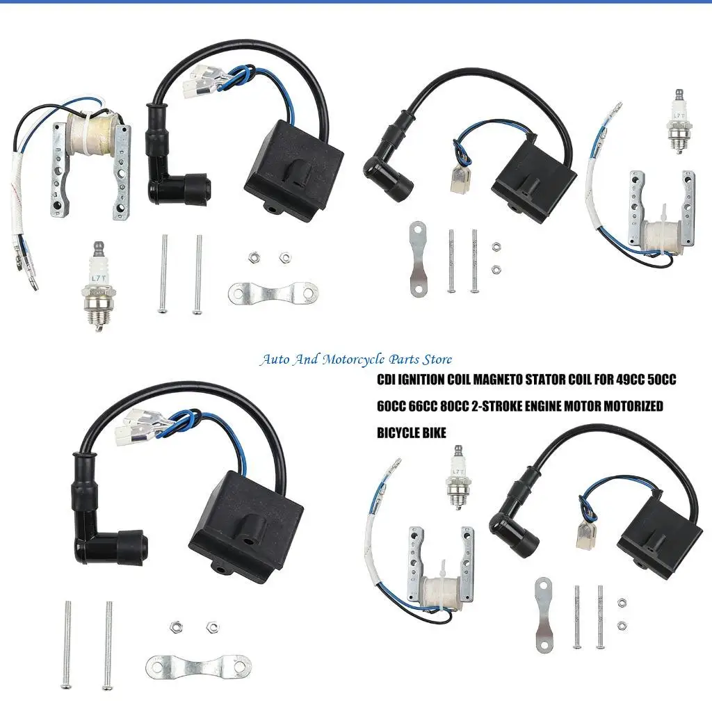 P9FD Professional Motorcycle Ignition Coil And Plugs For 49cc 66cc 80cc 2-Strokes Dirt Bike Scooters Moped