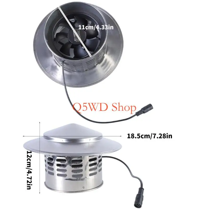 Q5WD Operated Solar Exhaust Fan 110mm Metal Roof Mount for Pet Houses Kitchens