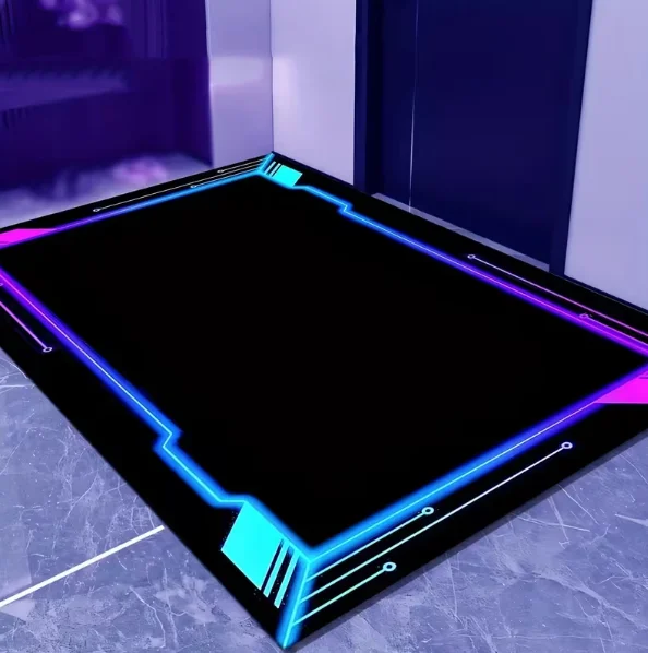 Dim Light Dark Pattern Neon Frame Pattern Game Carpet Style Rug Retro Area Carpet Festival Decoration Carpet Door Mat