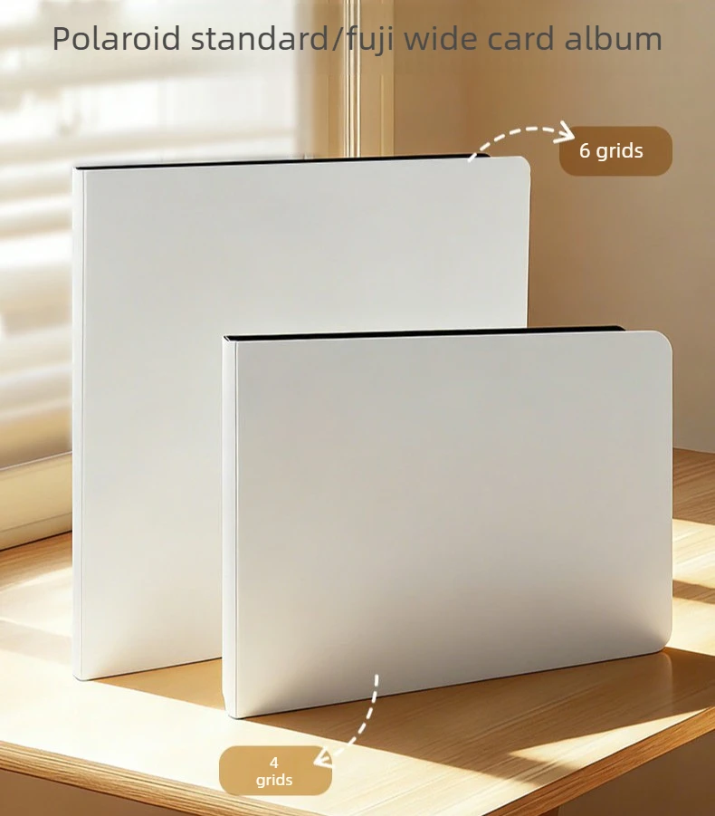 For Polaroid Wide 5‑inch Photo Album D‑Ring Binder, 4/6 Pocket Acid‑Free PP Inner Pages 25 Sheets + 2 Dividers Large Capacity