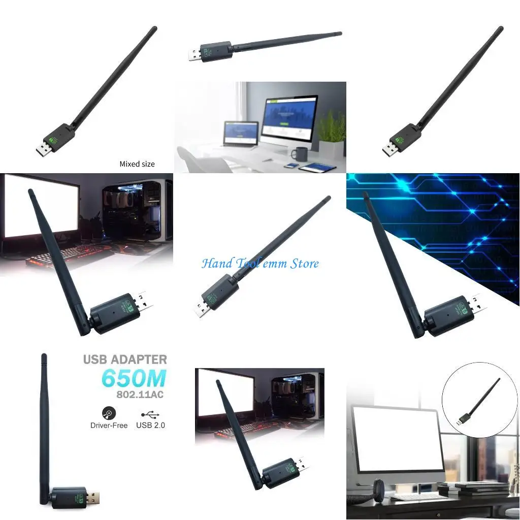 

H37F 650Mbps USB Wireless Adapter WIFI Receiver 2.4GHz 5GHz Networking Adapter Card