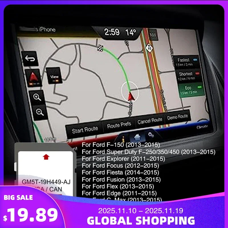 

North America Area Car SD Navigation Card A15 Cid Maps GPS Navigation for Ford Car NAVI Accessories