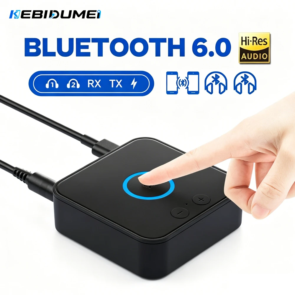 Image of KEBIDUMEI Bluetooth 6.0 Audio-Empfänger-Sender, 3,5-mm-Buchse, 2RCA, HIFI-Musik, Dual-Stream-Wireless-Adapter für Auto-Lautsprecher, PC