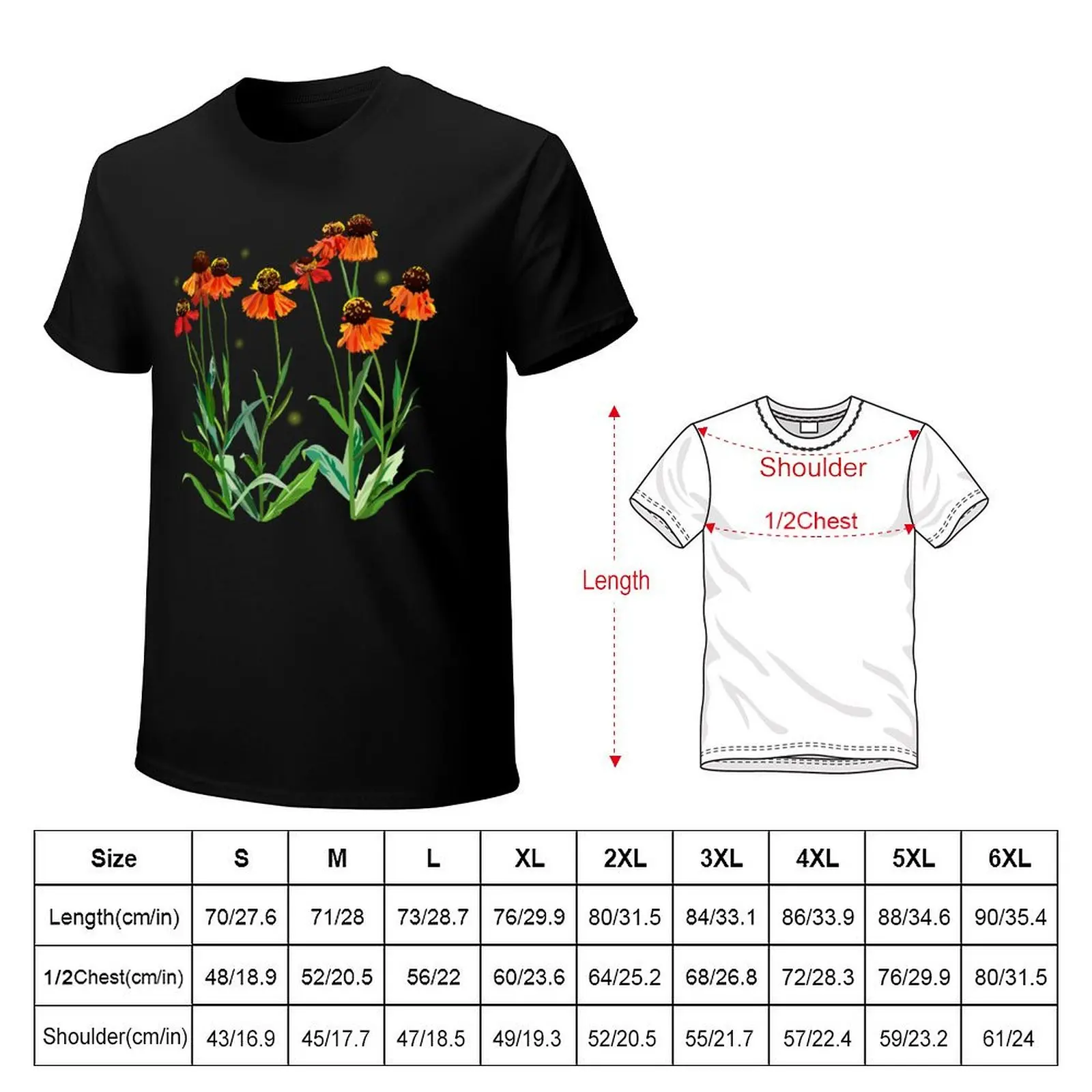Golden Daisy Flowers T-Shirt Basic Casual Short Sleeve Cotton Shirt