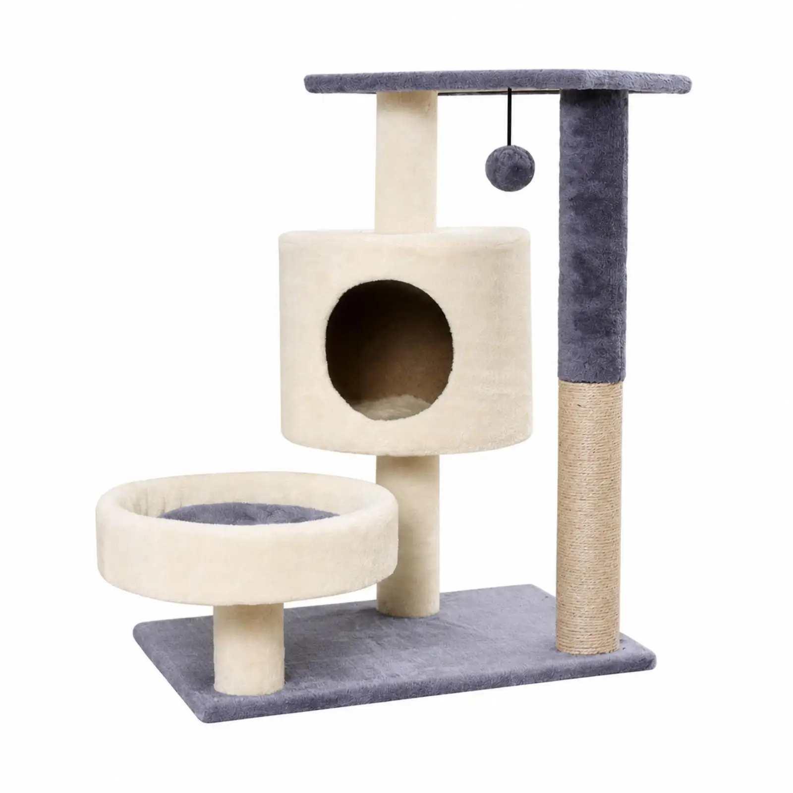 Compact Cat Activity Tree with Plush Lounger and Scratching Posts for Indoor Feline Playground Small Apartments