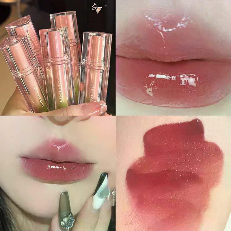Cappuvini Nude Purple Mirror Lip Glaze Long-Lasting Non-Fading Hydrating Liquid Lipstick Water Texture Skin-Brightening Lip Tint