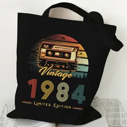 Handtaschen für Frauen 1980 Vintage Canvas Einkaufstaschen 1989 ~ Design Einkaufstaschen für Frauen falten umwelt freundliche Umhängetasche