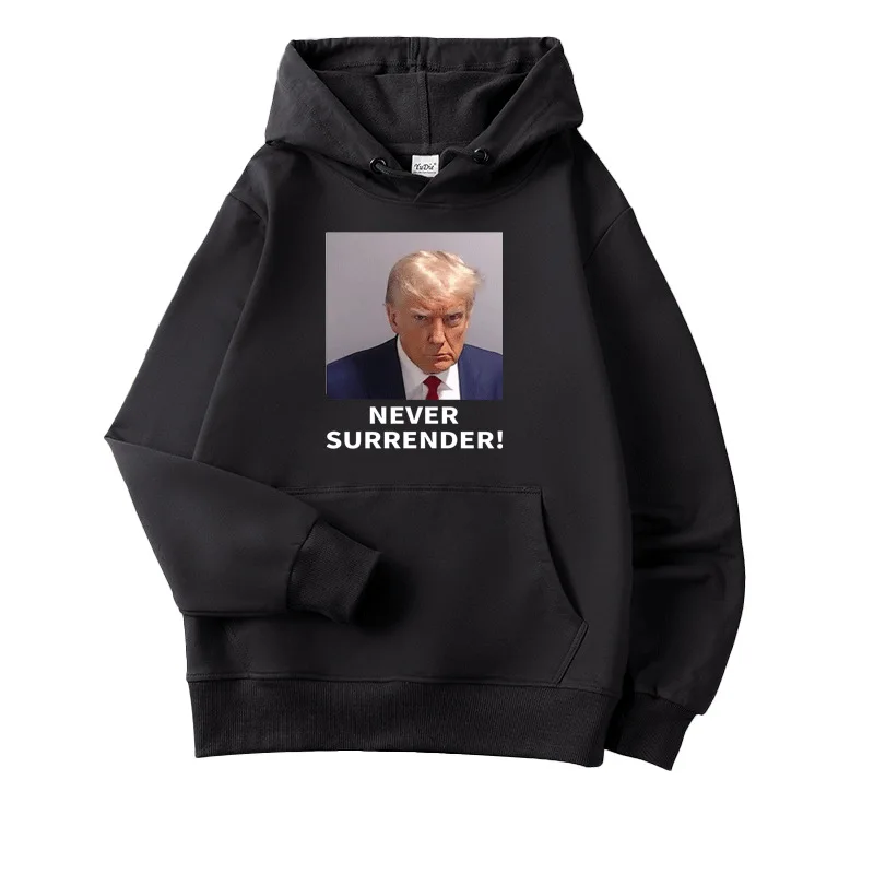 

2024 Trump Hooded Sweatshirt Trump Trump Prison Headshot Headshot Long Sleeve Hoodie never surrender