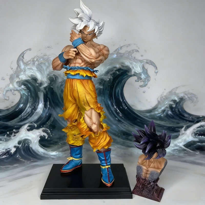 Figura de Dragon Ball de 36 cm, CK Ultra Instinct Son Goku, Figura de Acción con Doble Cabeza, Estatua de Anime, Modelo Coleccionable, Juguete, Adorno, Regalo