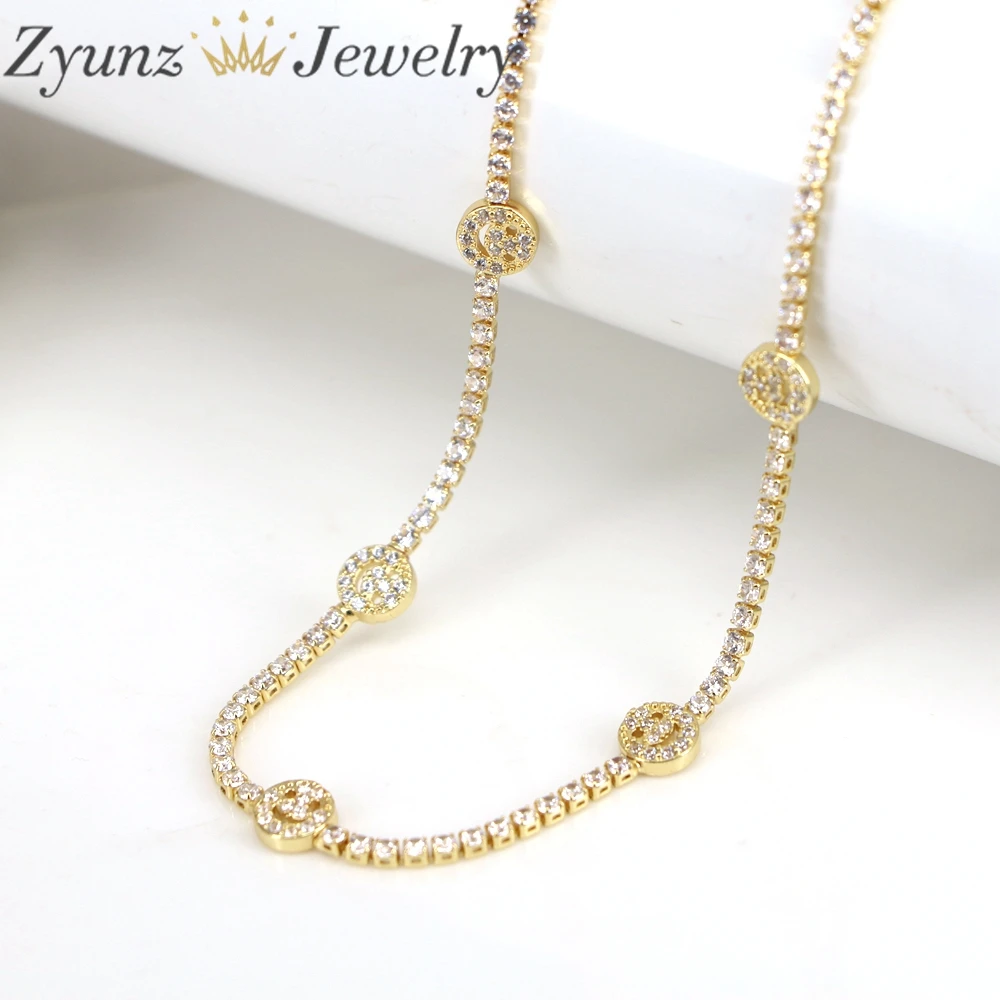 5PCS, Luxury Heart Butterfly Eye Gold Plated CZ Tennis Chain Zircon Paved Crystal Chain Choker Necklace For Women Jewelry
