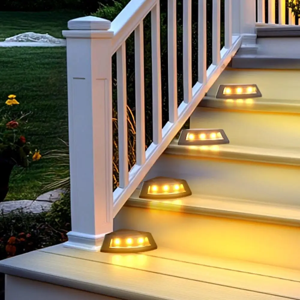 

4pcs Waterproof Solar Step Lights Auto Switch Easy To Use Deck Lights Warm /White Light Solar Powered Garden Walkway Light