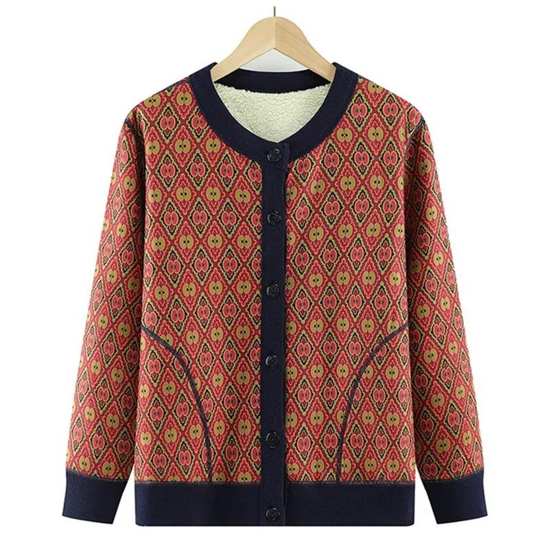 UHYTGF – manteau chaud en velours imprimé pour femme, veste coréenne ample pour mère, vêtement d'extérieur, 4XL, nouvelle collection automne hiver 2022, 2234