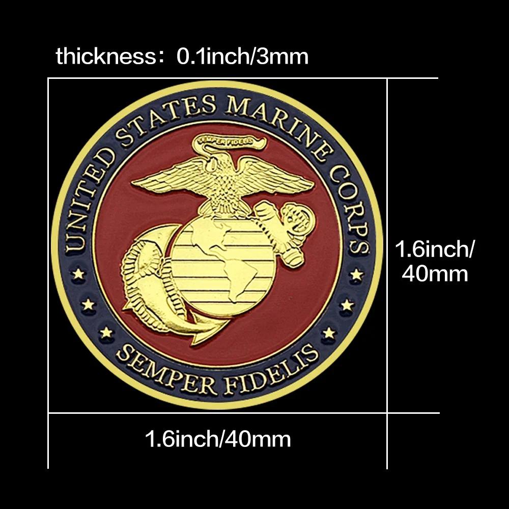 Gold Plated US Marine Corps Commemorative Coin Semper Fidelis Collectibles Art Souvenir Military Challenge Coin #4
