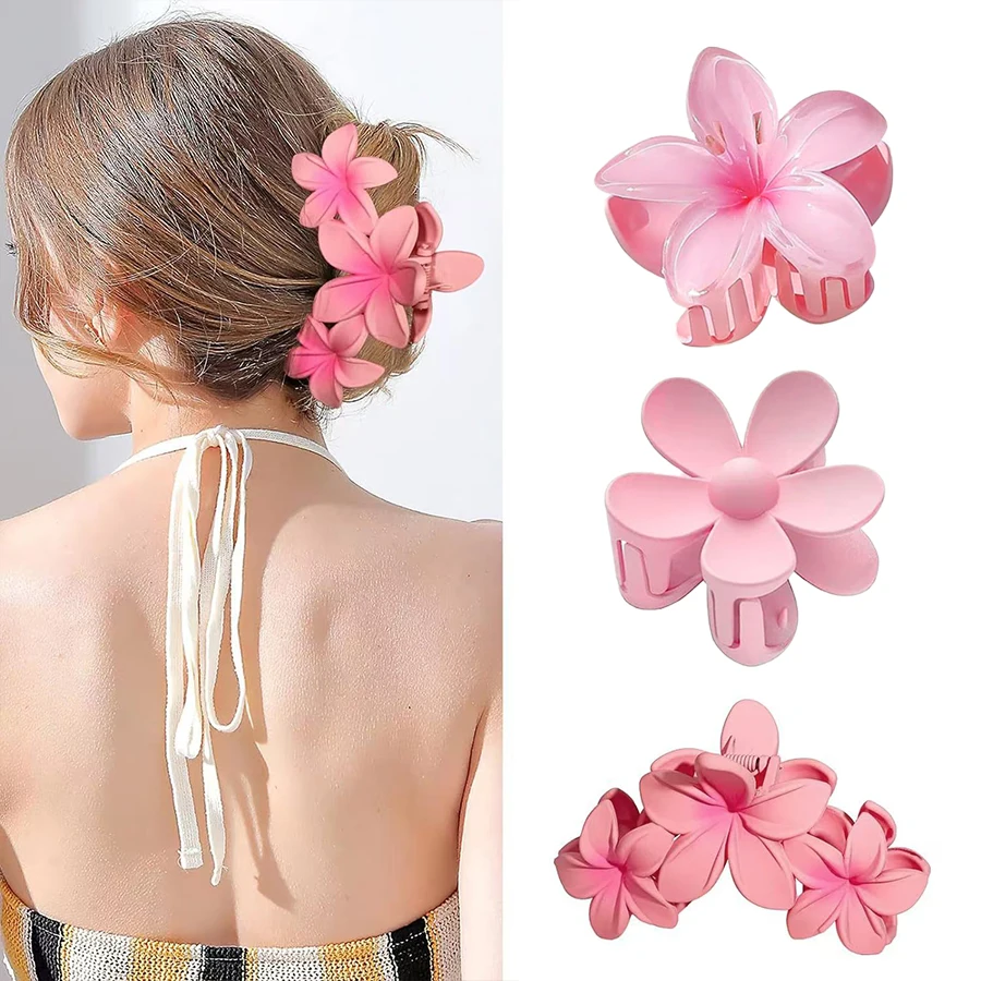 

3pcs Women's Flower Hair Claw Set Multi-color Non-Slip Hair Styling Tools Boho Holiday Hair Accessories for Thick